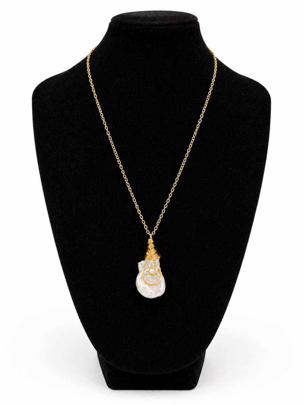 Handmade Freshwater Pearl Wire Wrapped Pendant Necklace